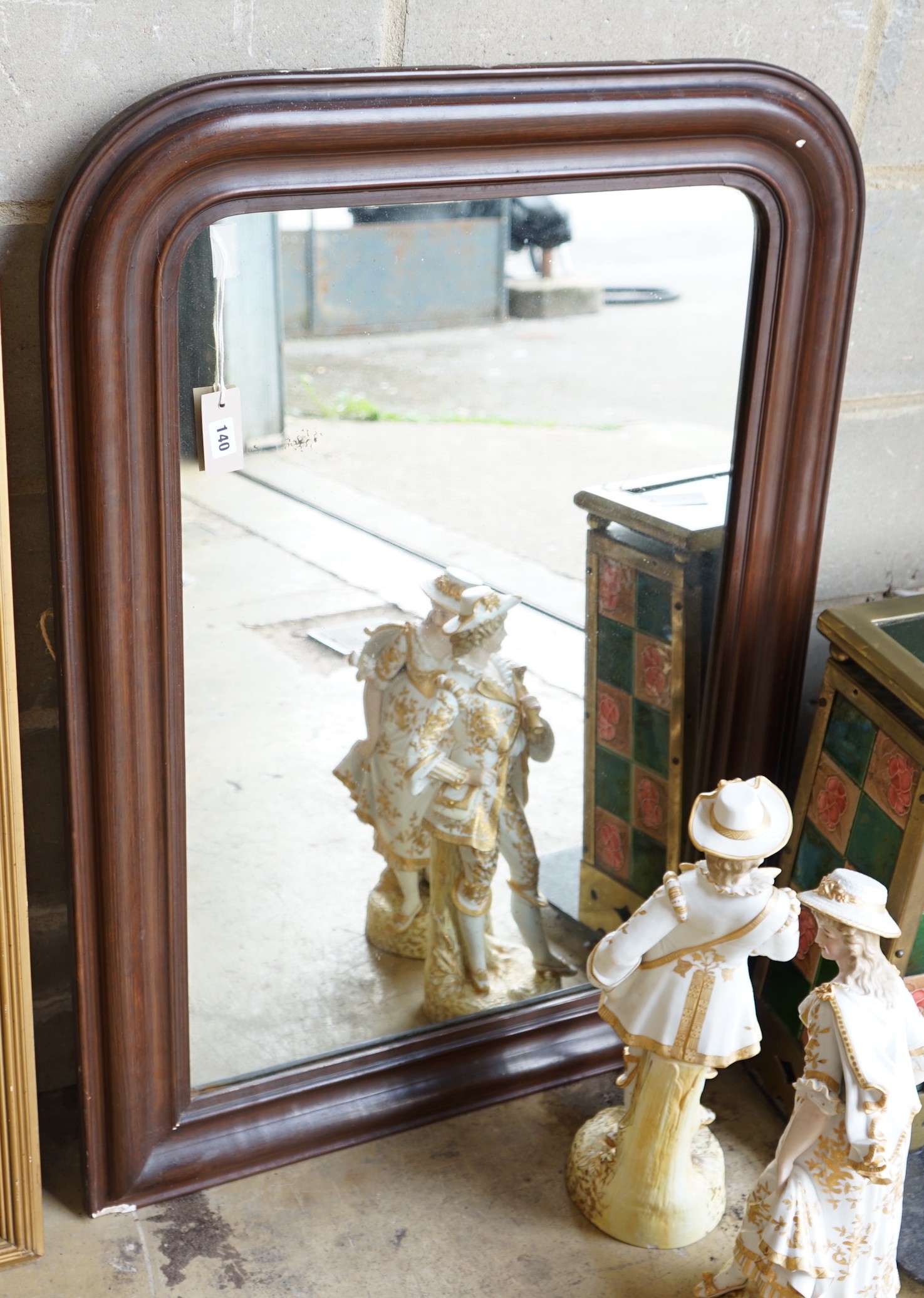 A 19th century French rectangular wall mirror with painted simulated grain, width 76cm, height 104cm